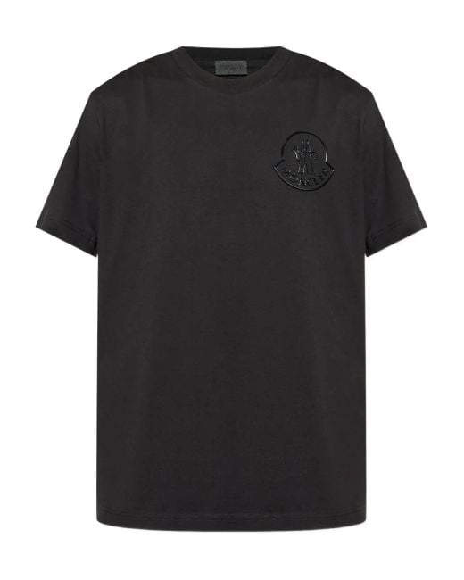 Moncler T-Shirt Met Logo-Reliëf in het Black voor heren