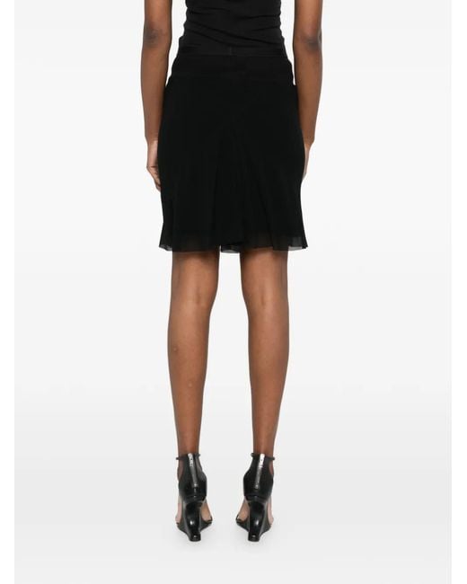 Rick Owens Black Ribbed-Panel Mini Skirt
