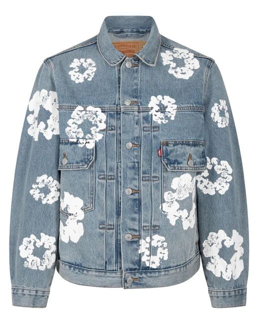 DENIM TEARS Blue X Levi's Wreath-Print Denim Jacket for men