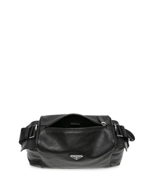 Prada Black Logo-Plaque Shoulder Bag for men