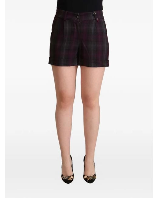 Bencivenga Black Plaid Rolled-Cuff Shorts