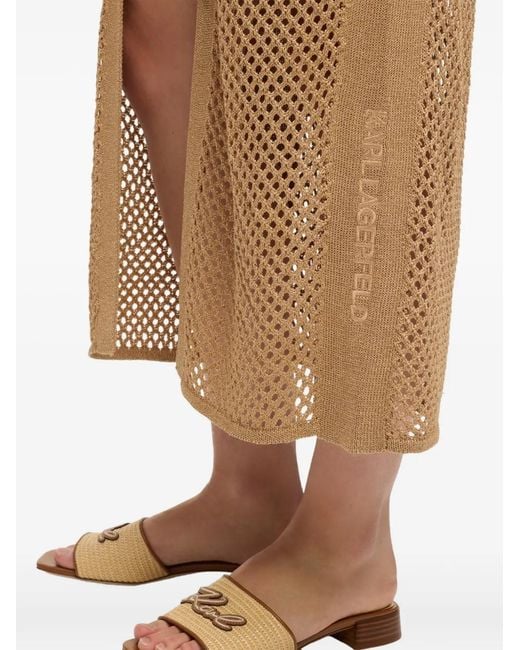 Karl Lagerfeld Natural Crocheted Midi Dress
