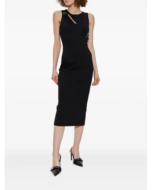Versace Jeans Couture Black Cut-Out Buckle Midi Dress