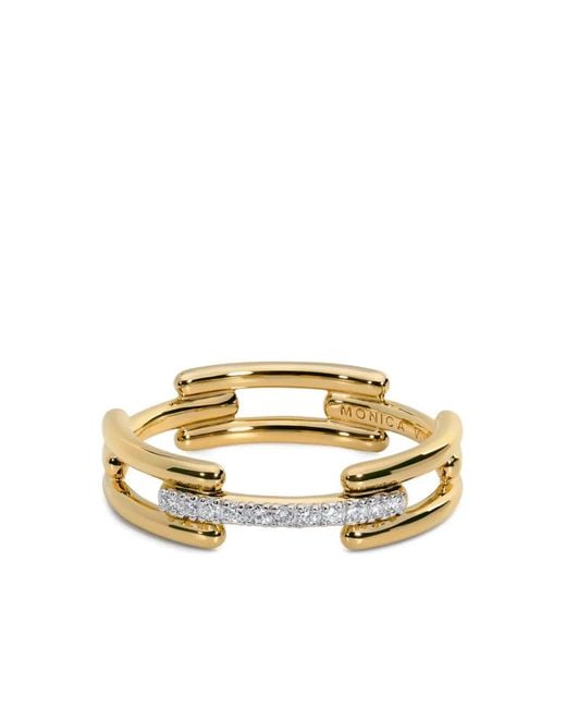 Monica Vinader Metallic Bague Link En Vermeil 18Ct Et Argent À Diamant