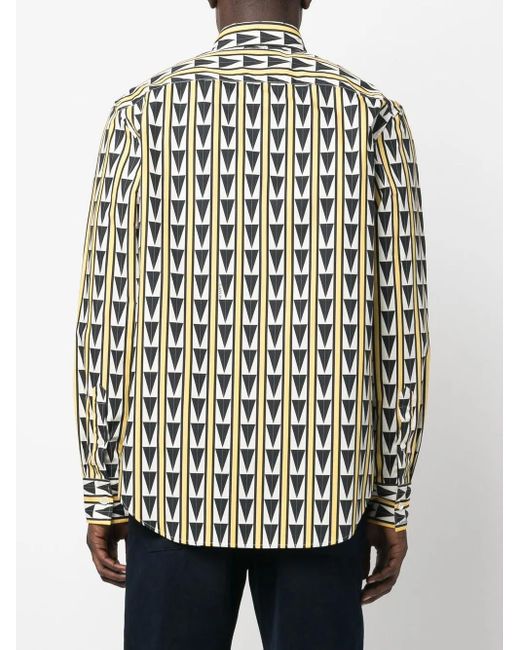 Lanvin Black, White And Light Yellow Cotton Shirt for men