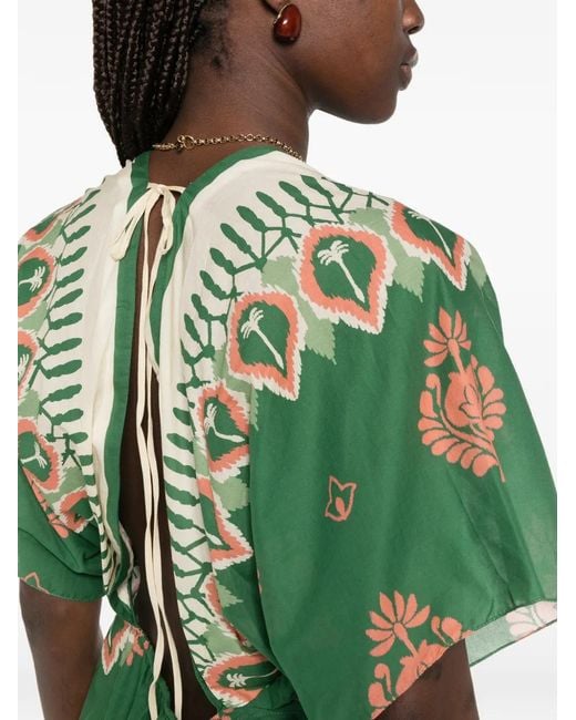 Johanna Ortiz Green Inundada De Color Printed Mini Dress