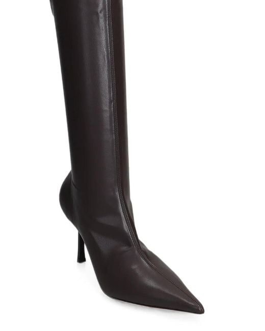 Castagna Black Marlene Pointed-Toe Over-The-Knee Boots