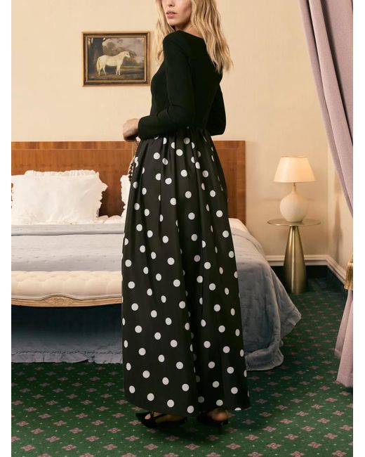 Sleeper Black Aurora Polka-Dot Maxi Dress