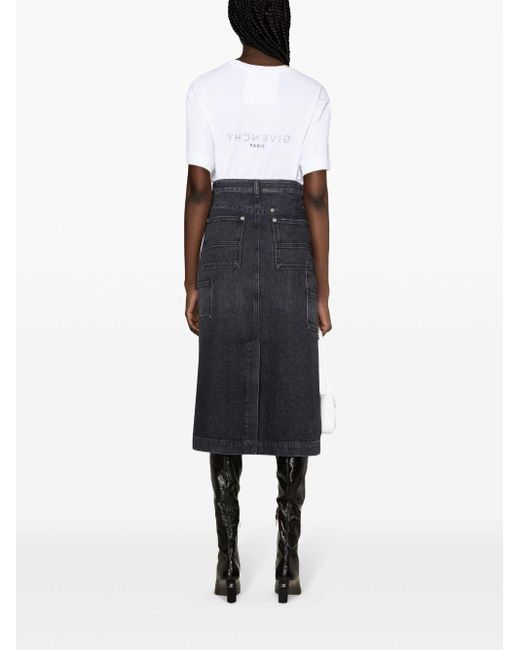 Givenchy Blue High-rise Denim Midi Skirt