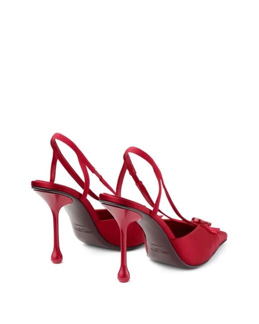 Jimmy Choo Red Faya 95 Bow-Detail Slingback Pumps