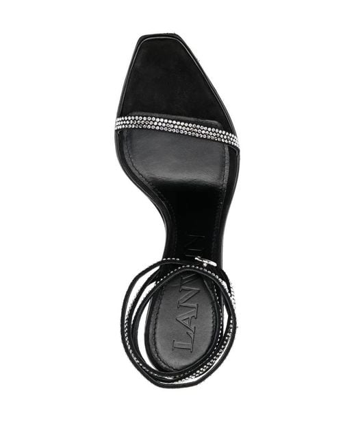 Lanvin Black Elegant Femme Crystal-Embellished Sandals