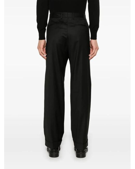 PT Torino Black Pleat-Detail Trousers for men