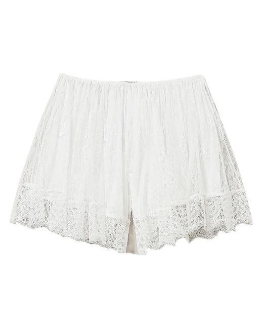 Twinset White Lace-Overlay Shorts