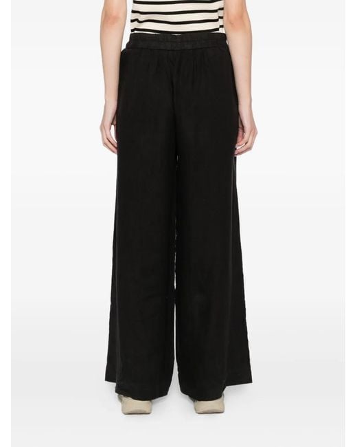 James Perse Black Linen Wide-Leg Trousers