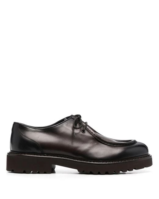 Doucal's Brown Leather Boat Shoes for men