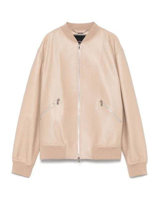 Kiton Leren Bomberjack in het Natural