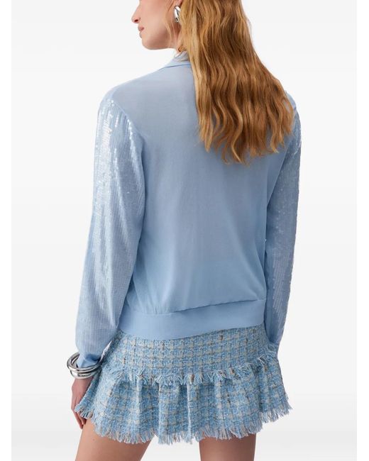 Liu Jo Blue Sequin V-Neck Sweater