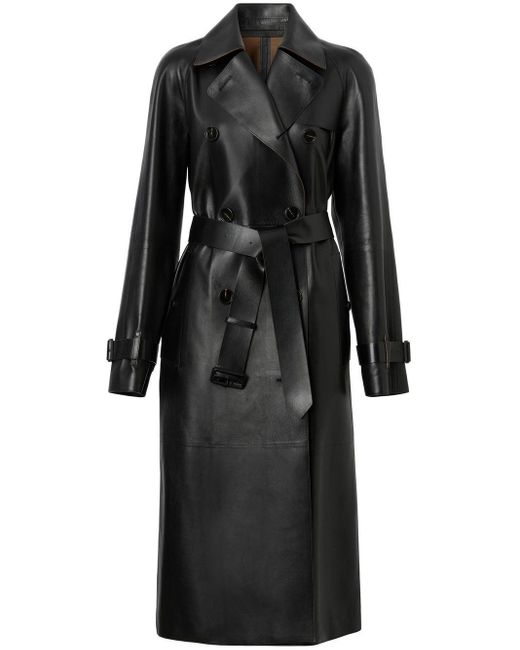 Burberry Waterloo Leather Trench Coat in Black | Lyst