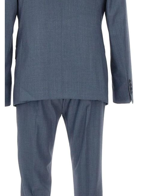 Emporio Armani Blue Two-Button Peaked-Lapels Single-Breasted Suit for men