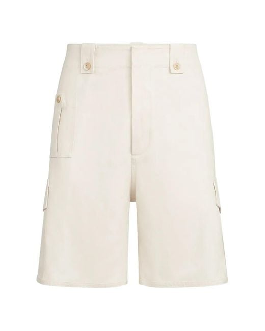 Brunello Cucinelli White Cotton Linen Bermuda Shorts for men