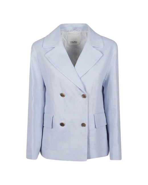 Max Mara Blue Double-Breasted Blazer