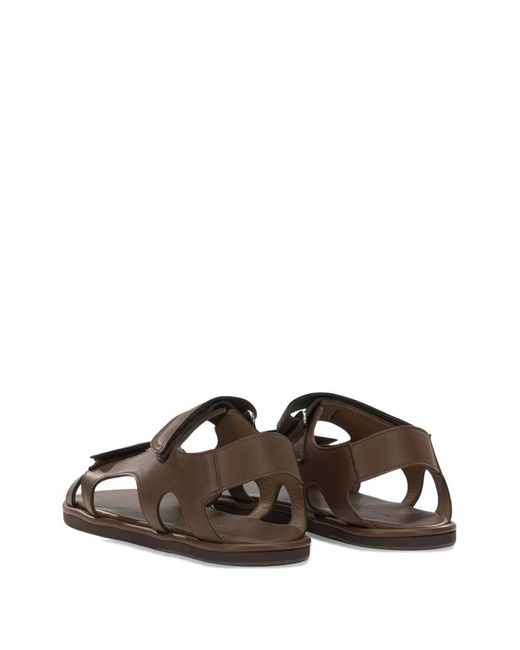 Auralee Brown Leather Flat Sandals