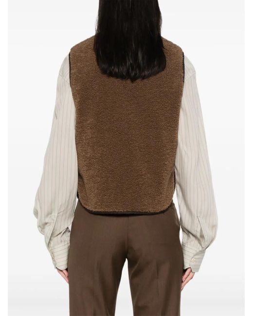 Chaleco con cuello en V Soeur de color Brown