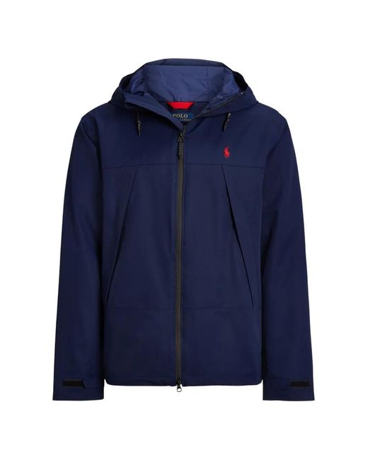 Polo Ralph Lauren Blue Hooded Logo-Embroidered Jacket for men