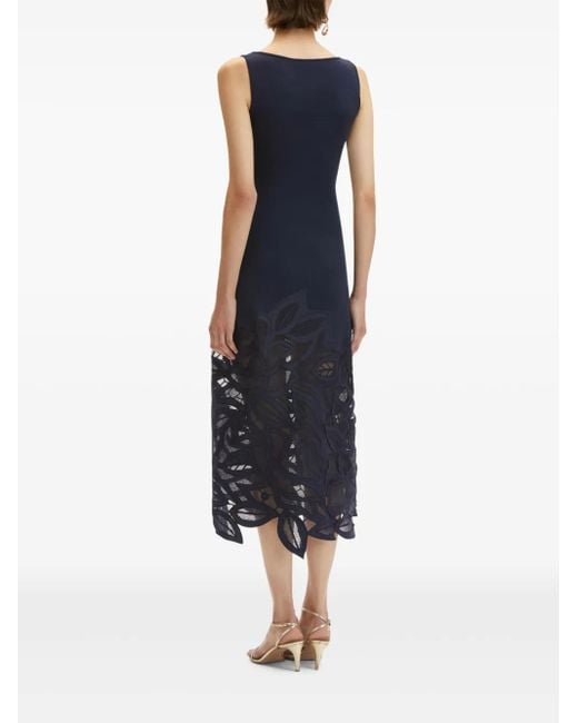 Abito Midi Con Applicazione di Oscar de la Renta in Blue