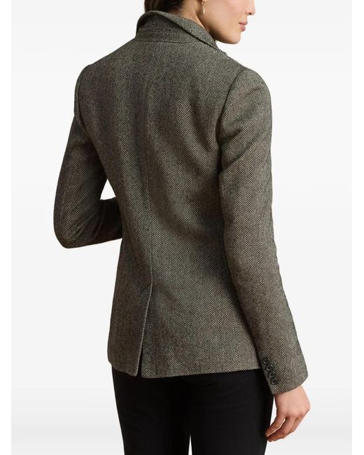 Ralph Lauren Black Blazer À Motif De Chevrons