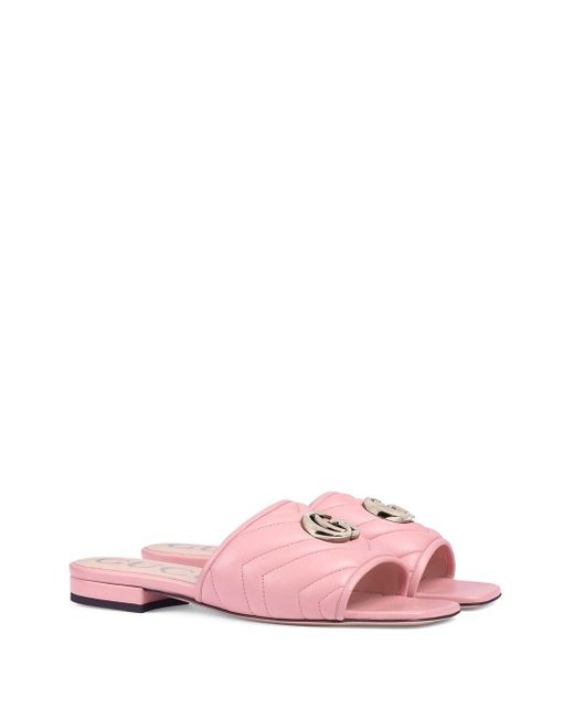 Gucci Quilted GG Motif Sandals in Pink - Lyst