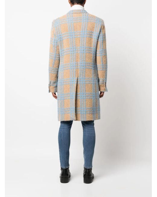 Philipp Plein Blue Checked Single-Breasted Coat for men