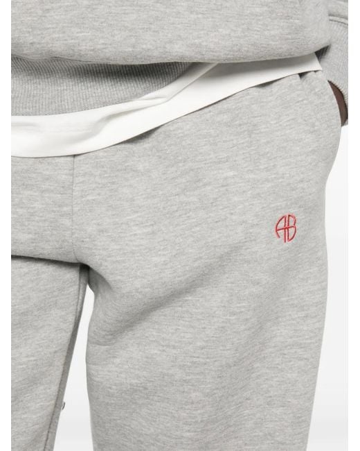 Anine Bing Gray Karter Logo-Embroidered Elasticated Track Pants
