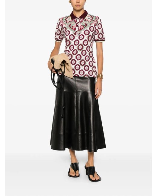 Etro Red Patterned Polo Top