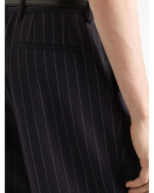 Dolce & Gabbana Blue Striped-Pattern Pleated Trousers for men