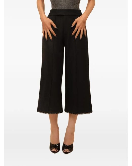 Contessa Mills Black Salem Frayed-Hem Trousers