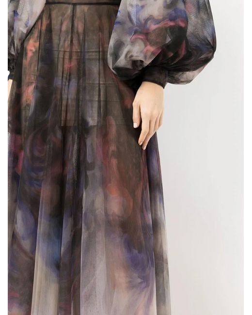 Saiid Kobeisy Black Printed Evening Gown