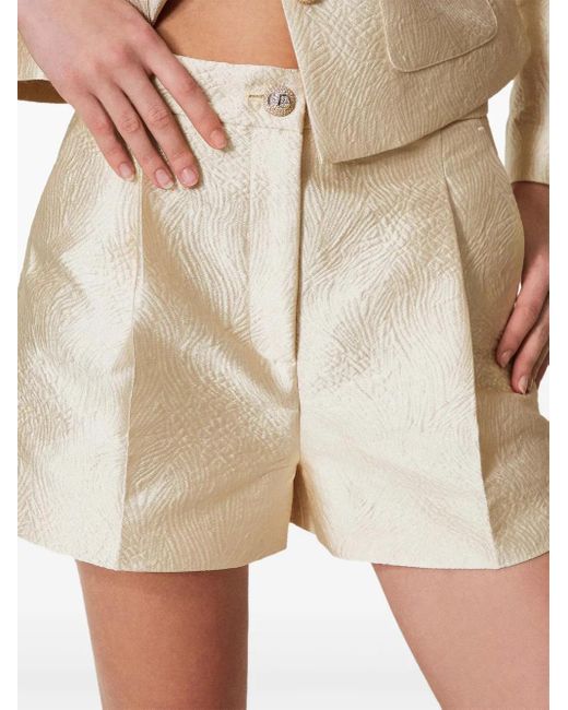 Twinset Natural Brocade Jacquard Shorts
