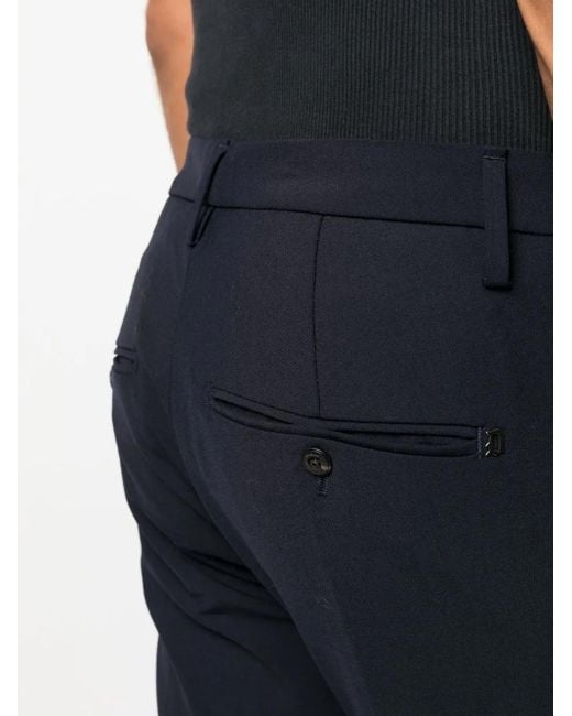 Dondup Blue Mid-Rise Tapered Trousers for men