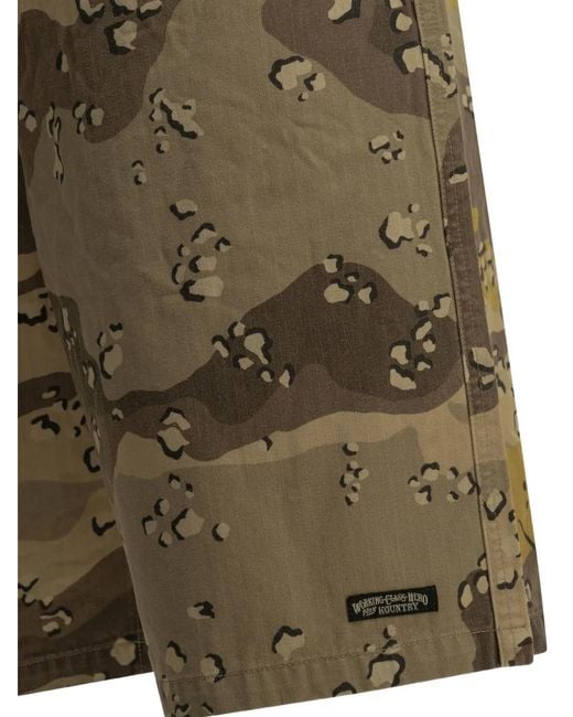 Kapital Green Camouflage-Print Shorts for men