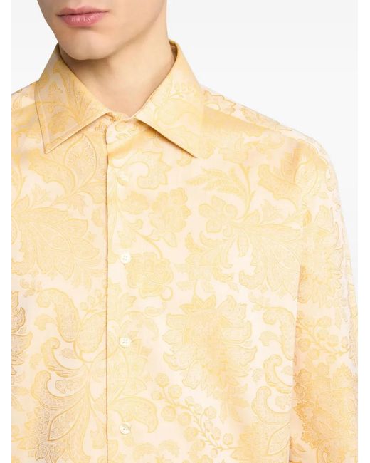 Etro Natural Jacquard Floral Shirt for men