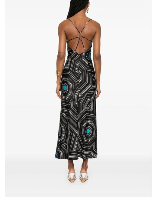 Sandro X Louise Bourgeois Midi-Jurk Met Grafisch Print in het Black