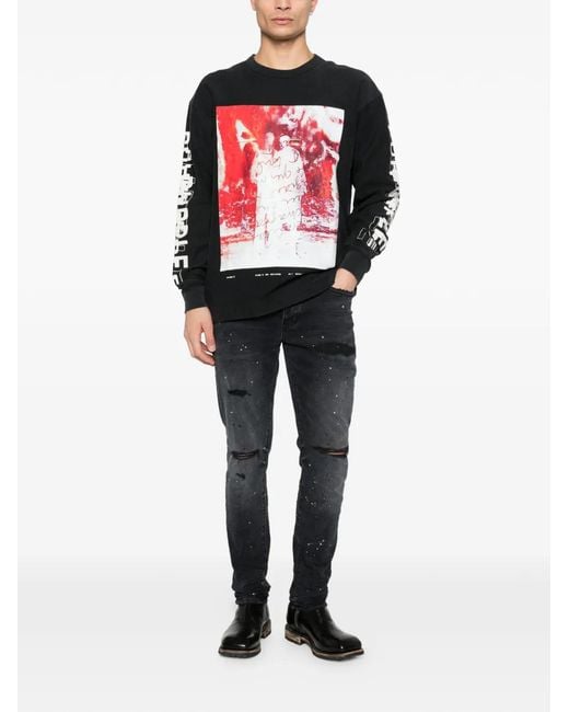Purple Brand P001 Reflective Paint Repair Skinny Jeans in Black