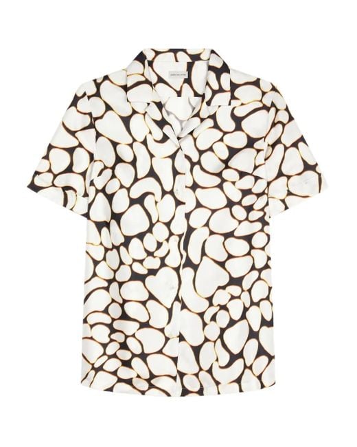 Dries Van Noten White Abstract-Print Short-Sleeve Shirt