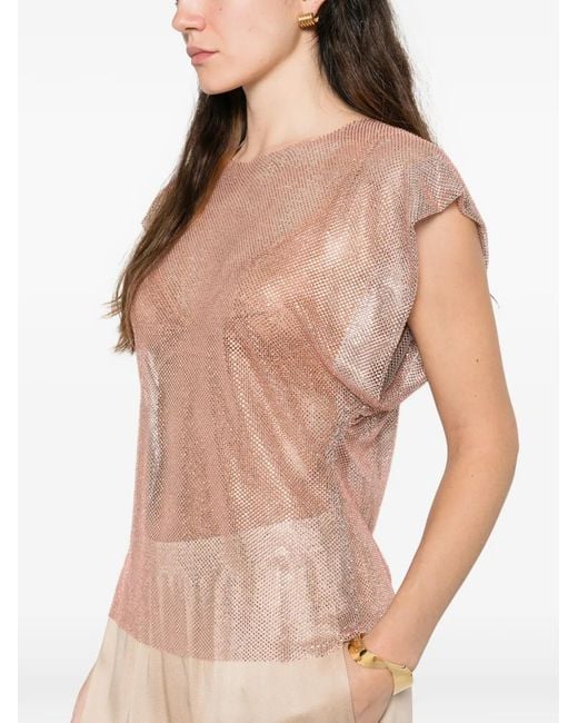 Alberta Ferretti Pink Shimmering Mesh Top With Boxy Silhouette