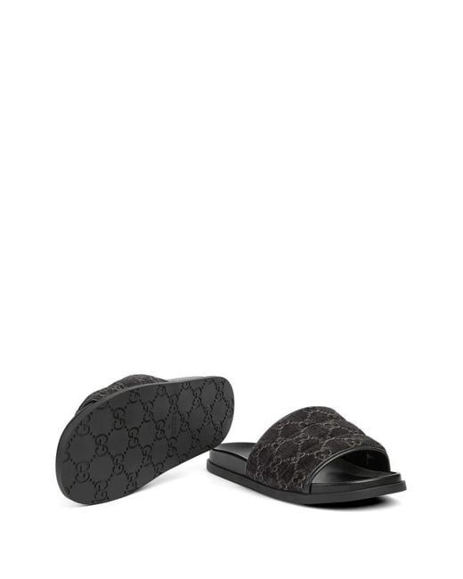 Gucci Black Gg Quilted Slides for men