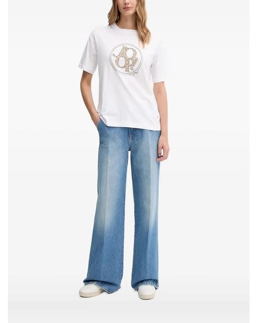Joop! Blue Logo-Detail Embellished T-Shirt