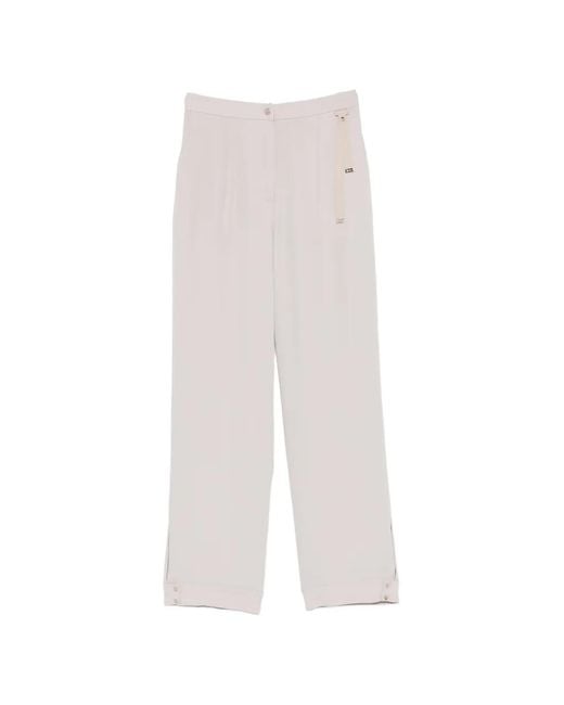 Herno White Grosgrain-Detail Slit-Hem Trousers