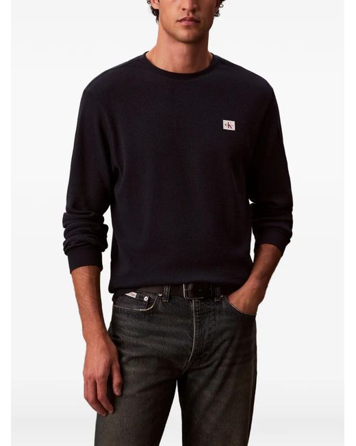 Calvin Klein Blue Logo-Patch Sweatshirt for men