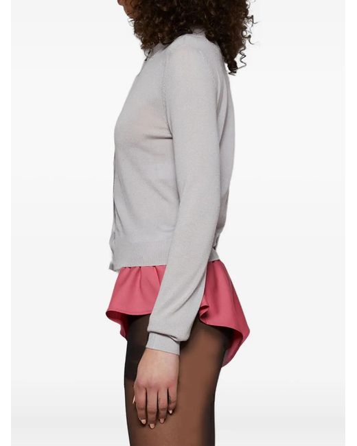 Loewe Gray Fine-Knit Cardigan